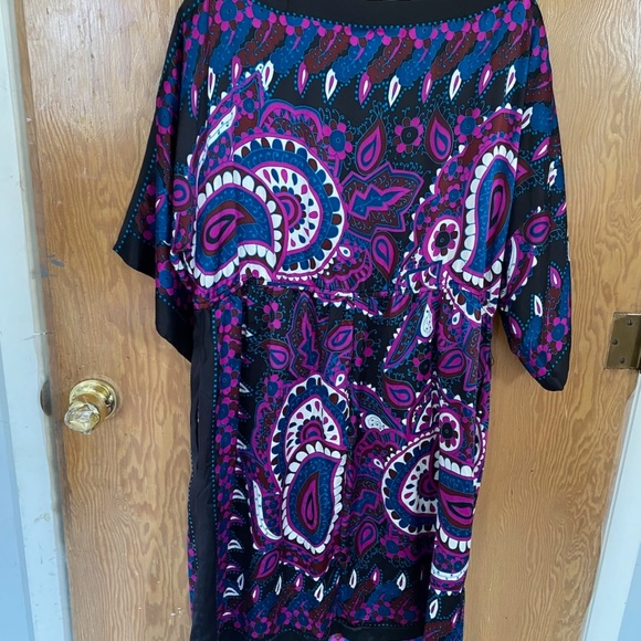 Donna Morgan 100% silk dress - purple paisley bohemian print. - Picture 6 of 6